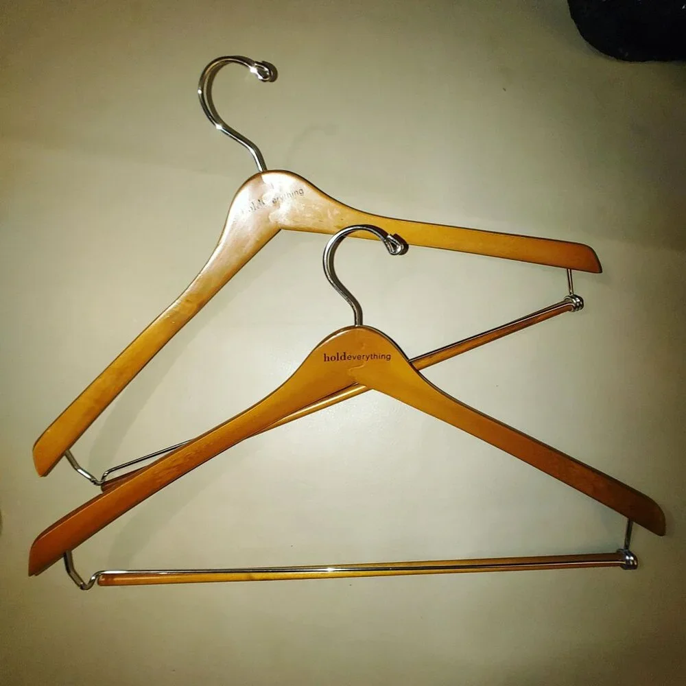 Suit Hanger Hold Everything Wooden Metal Vintage Set Rustproof Finish Wardrobe